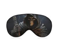 Weiche Verdunkelungs-Augenmaske mit Sensenmann, Reiseaugenabdeckung, kein Augendruck, superleicht, seidig, weiche Augenbinde mit verstellbarem Riemen, für Damen und Herren