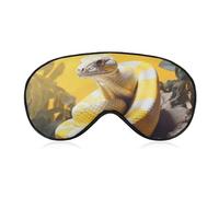 Weiche Verdunkelungs-Schlaf-Augenmaske, Gelb und Weiß, Python, Reiseaugenabdeckung, kein Augendruck, superleicht, seidig, weiche Augenbinde mit verstellbarem Riemen, für Damen und Herren