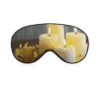 Weiche Verdunkelungs-Schlaf-Augenmaske, gelber Schmetterling mit weißen Kerzen, Reiseaugenabdeckungen, kein Augendruck, super leicht, seidig, weiche Augenbinde mit verstellbarem Riemen, für Damen und
