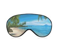 Weiche Verdunkelungs-Schlaf-Augenmaske, hawaiianischer Strand mit Palmen, Reiseaugenabdeckungen, kein Augendruck, superleicht, seidig, weiche Augenbinde mit verstellbarem Riemen, für Damen und Herren