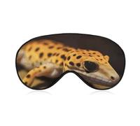 Weiche Verdunkelungs-Schlaf-Augenmaske, Leopardenmuster, kleiner Gecko, Reiseaugenabdeckung, kein Augendruck, super leicht, seidig, weiche Augenbinde mit verstellbarem Riemen, für Damen und Herren