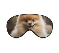 Weiche Verdunkelungs-Schlaf-Augenmaske, niedlicher Zwergspitz, Reiseaugenabdeckung, kein Augendruck, superleicht, seidig, weiche Augenbinde mit verstellbarem Riemen, für Damen und Herren
