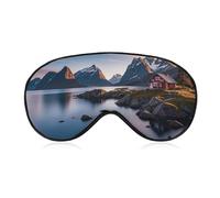 Weiche Verdunkelungs-Schlaf-Augenmaske, Norwegen-Inseln, Reiseaugenabdeckung, kein Augendruck, superleicht, seidig, weiche Augenbinde mit verstellbarem Riemen, für Damen und Herren