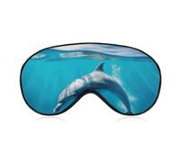 Weiche Verdunkelungs-Schlaf-Augenmaske, Schwimm-Delfin im blauen Meer, Reiseaugenabdeckung, kein Augendruck, superleicht, seidig, weiche Augenbinde mit verstellbarem Riemen, für Damen und Herren