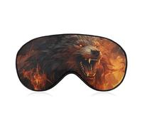 Weiche Verdunkelungs-Schlaf-Augenmaske, wilder Wolf im Feuer, Reiseaugenabdeckung, kein Augendruck, superleicht, seidig, weiche Augenbinde mit verstellbarem Riemen, für Damen und Herren