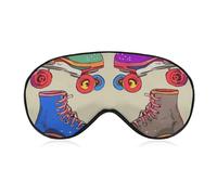 Weiche Verdunkelungs-Schlafmaske, Retro, bunte Rollschuhe, Reiseaugenabdeckung, kein Augendruck, super leicht, seidig, weiche Augenbinde mit verstellbarem Riemen, für Damen und Herren