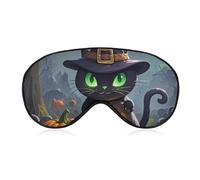 Weiche Verdunkelungsaugenmaske für Katzen, Halloween, Reisen, Augenschutz, kein Augendruck, super leicht, seidig, weiche Augenbinde mit verstellbarem Riemen, für Damen und Herren