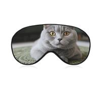 Weiche Verdunkelungsaugenmaske, Katze auf Teppich, Reiseaugenabdeckung, kein Augendruck, super leicht, seidig, weiche Augenbinde mit verstellbarem Riemen, für Damen und Herren