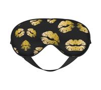 Weiche Verdunkelungsaugenmaske mit goldfarbenem Lippendruck, Reise-Augenmaske, Seitenschläfer-Augenabdeckungen, Schlaf-Augenmaske für Männer und Frauen