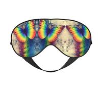 Weiche Verdunkelungsaugenmaske mit Regenbogen-Schmetterlings-Druck, Reise-Augenmaske, Seitenschläfer-Augenabdeckungen, Schlaf-Augenmaske für Männer und Frauen