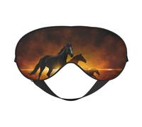 Weiche Verdunkelungsaugenmaske mit schwarzem Pferde-Motiv, Reise-Augenmaske, Seitenschläfer-Augenabdeckungen, Schlaf-Augenmaske für Männer und Frauen