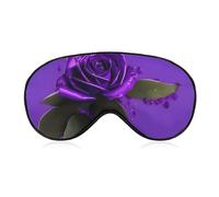 Weiche Verdunkelungsaugenmaske mit violettem Rosenmuster, Reiseaugenabdeckung, kein Augendruck, super leicht, seidig, weiche Augenbinde mit verstellbarem Riemen, für Damen und Herren