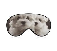 Weiche Verdunkelungsaugenmaske, niedliche Malteser-Welpen-Reiseaugenabdeckung, kein Augendruck, superleicht, seidig, weiche Augenbinde mit verstellbarem Riemen, für Damen und Herren