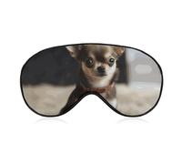 Weiche Verdunkelungsaugenmaske, niedlicher Chihuahua-Reise, Augenschutz, kein Augendruck, super leicht, seidig, weiche Augenbinde mit verstellbarem Riemen, für Damen und Herren
