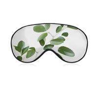 Weiche Verdunkelungsaugenmaske, weiß, natürlich, grüner Zweig, Reiseaugenabdeckung, kein Augendruck, super leicht, seidig, weiche Augenbinde mit verstellbarem Riemen, für Damen und Herren