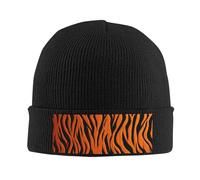 Weiche warme Herren Strickmütze Wintermütze Totenkopf Mütze Beanie Mütze Mütze Stripes Tiger Stripes Beanie Orange, Schwarz , One size