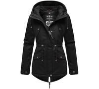 Weicher Baumwoll-Kurzmantel mit Kapuze "Manolya" Black with black fur XXXL