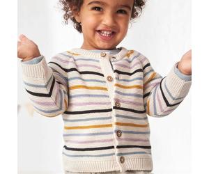 Weicher Cardigan Knopfleiste Ringel beige 50/56
