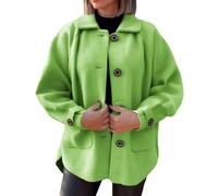 Weicher Damen Wollmantel mit Knopfleiste Taschen elegante warme Oberbekleidung für Winter Jahreszeit (Green, XXL)