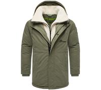 Weicher Herren Kurzmantel mit abnehmbarem Teddyfleece-Kragen "Navroos XX" Dusty Olive XXXL