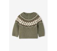 Weicher Jungen Baby Jacquard-Pullover khaki Gr. 68 von vertbaudet