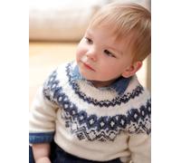 Weicher Jungen Baby Jacquard-Pullover wollweiß Gr. 68 von vertbaudet