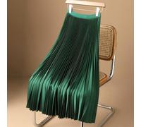 Weicher Polyester für midi Rock Plissiert Casual Alltag Weicher | Hochwertiger Satin-Stoff, faltendesign, hohe Taille, Größen M bis 4XL, figurschmeichelnder Schnitt