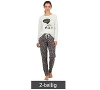 weicher sheepworld Damen Pyjama 2-teiliger Schlaf-Anzug aus Baumwolle Krönchen und Prosecco Pyjama-Set bestehend aus Ober- und Unterteil 9860552 Grau/Weiß/Bunt L