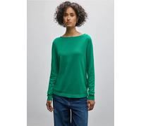Strickpullover STREET ONE, Damen, Gr. 46, grün (viridian grün), Stoff, 60% Viskose, 40% Baumwolle, unifarben, normal normal, U-Boot-Ausschnitt, Bündchen, Pullover Strickpullover, mit U-Boot-Ausschnitt