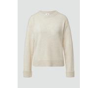 Strickpullover S.OLIVER, Damen, Gr. 46, beige (beige melange), Strick, Obermaterial: 50% Baumwolle, 25% Polyamid, 14% Polyacryl, 8% Wolle, 3% Elasthan, unifarben, casual, hüftbedeckend, Rundhals, Lang