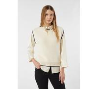 Weicher Strickpullunder mit Kontraststreifen creme 44