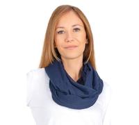 Weicher und leichter Damen Loop Schal Uni Farben Rundschal Ganzjahres Schal Schlauchschal Accessoires - Carina (P4 dunkelblau)