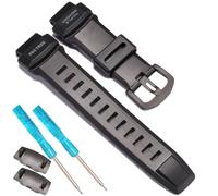 Weiches Gummi-Armband Ersatz für Casio Protrek PRG260 PRG250 PRG550 PRW2500 PRW3500 Herren Wasserdichtes Sport-Harz-Armband 18 mm Uhrenzubehör (schwarze Schnalle)