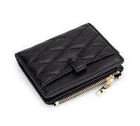 Weiches Kleines Gestepptes Lammleder Portemonnaie für Damen, niedliche und elegante schmale bi-fold Geldklammer, leichtes Kreditkartenetui mit Münzfach, Ausweisfenster und zugänglichem Kartenfach