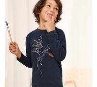 Weiches Langarmshirt Drache dunkelblau 134/140