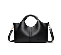 Weiches Leder Damen Handtasche Tote Bag Mode Luxus Frauen Schultertasche Trendy Weiblich Pendeln Crossbody Taschen Geldbörse, Schwarz , Einheitsgröße