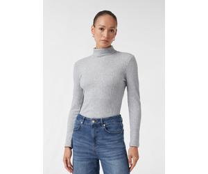 Weiches Rippshirt mit Rollkragen im Slim Fit grau 38