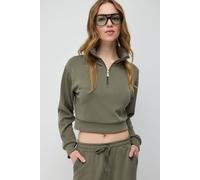 Weiches, strukturiertes Sweatshirt mit halbem Reißverschluss XL