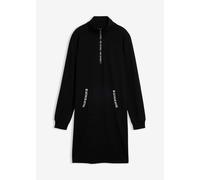Sweatkleid BONPRIX, Damen, Gr. 40/42 (M), N-Gr, schwarz bedruckt, Sweatware, Obermaterial: 60% Viskose, 35% Polyester, 5% Elasthan, bequem, Kleider Sweatkleid, für den Alltag, mit langem Arm, aus Visk