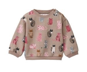 Weiches Sweatshirt braun Katzen 86/92