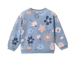 Weiches Sweatshirt große Blumen rauchblau 98/104