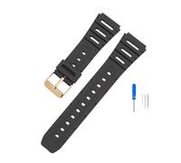 Weiches Uhrenarmband, kompatibel mit Casio-Uhrenarmband CA-53W, CA-61W, FT-100W, W-520U, W-720G, TPU, 18 mm, 20, Armband, Gürtel FT100W(Black-gold,20mm)