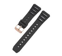 Weiches Uhrenarmband, kompatibel mit Casio-Uhrenarmband CA-53W, CA-61W, FT-100W, W-520U, W-720G, TPU, 18 mm, 20, Armband, Gürtel FT100W(Black-rose gold,18mm)