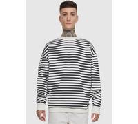Urban Classics Herren Sweatshirt Striped Crewneck, lässiges Sweatshirt für Männer, Gestreift, Rundhals, whitesand/black, XXL