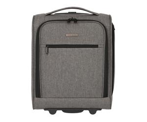 Weichgepäck-Trolley TRAVELITE "CABIN Bordtrolley Underseat Handgepäck Koffer", Gr. B/H/T: 34cm x 43cm x 20cm 28 l, grau (grau, melange), Polyester, unifarben, Basic, Koffer, 43 cm, Aufsteckfunktion -