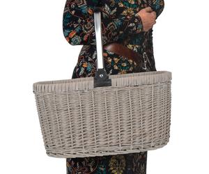 Weiden Einkaufskorb anndora im shabby style leicht kreidig grau 46,5 x 31 x 29 cm - Henkelkorb - Wochenmarkt Korb - Grau Grau