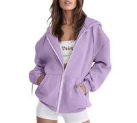 Weihnachten Hoodie Damen Kapuzenpullover Print Sweatshirt Oversized Cartoon Plüsch Pullover Sweatjacke Lila Weißer Kapuzenpulli Schwarze Jacke Farbblock Strick Kuscheliger Rollkragenpullover