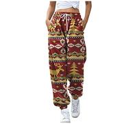 Weihnachten Jogginghose Damen Hosen Druck Sportive Hosen Weihnachtshose Winter Freizeithose Trainingshose Sporthose Outdoor Hosen Weihnachtshosen Teenager MäDchen Joggerhose Sweatpant (Yellow, L)