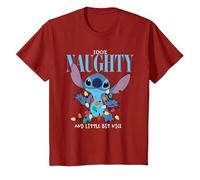 Weihnachten Lilo & Stitch Naughty & Nice T-Shirt, Kinder, Cranberry, 128