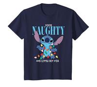 Weihnachten Lilo & Stitch Naughty & Nice T-Shirt, Kinder, Marineblau, 98